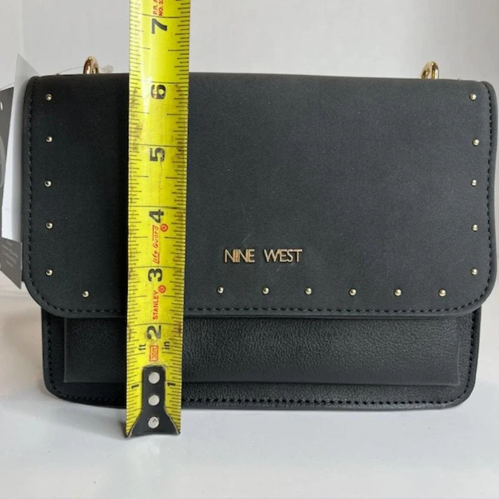 New Nine West Black Convertible Chain Crossbody Flap